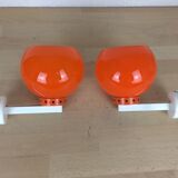 Paire d'appliques globes orange années 70