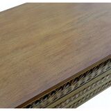 Vintage rattan chest of drawers 1950 1960 golden oak compass feet