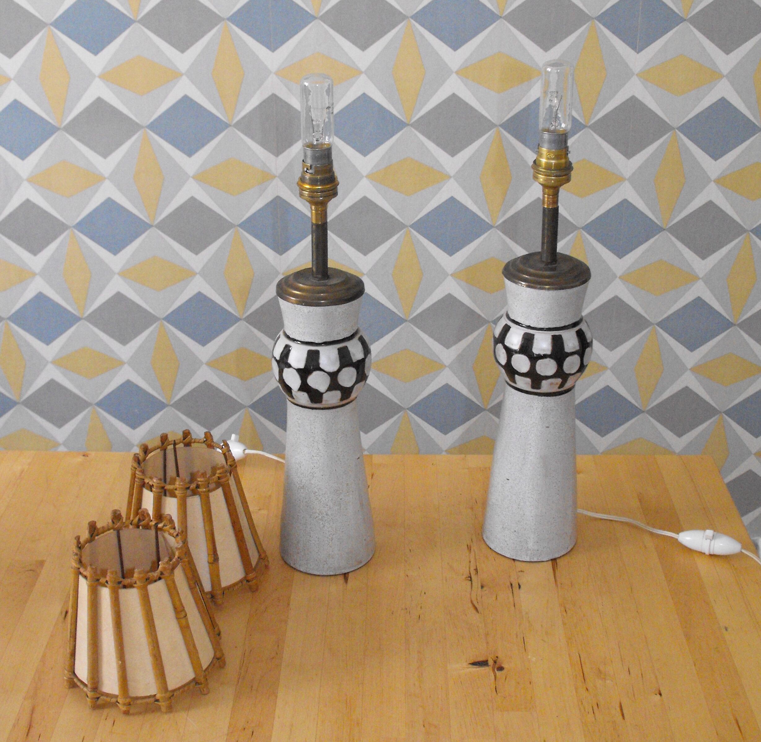 A pair of italian ceramic table lamps 1960