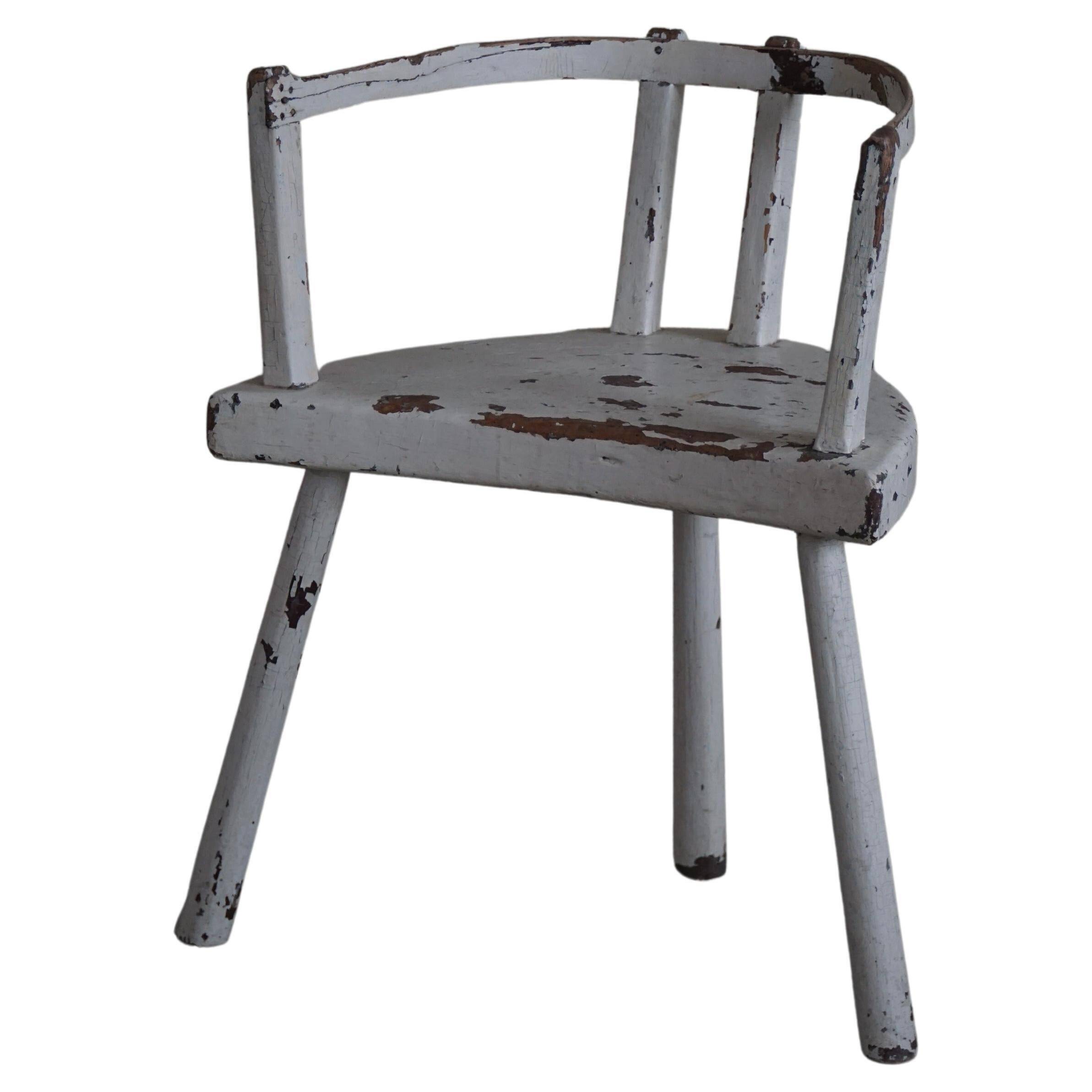 Decorative armchair painted white, Wabi Sabi, early 20th century