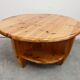 1970s solid pine brutalist round coffee table