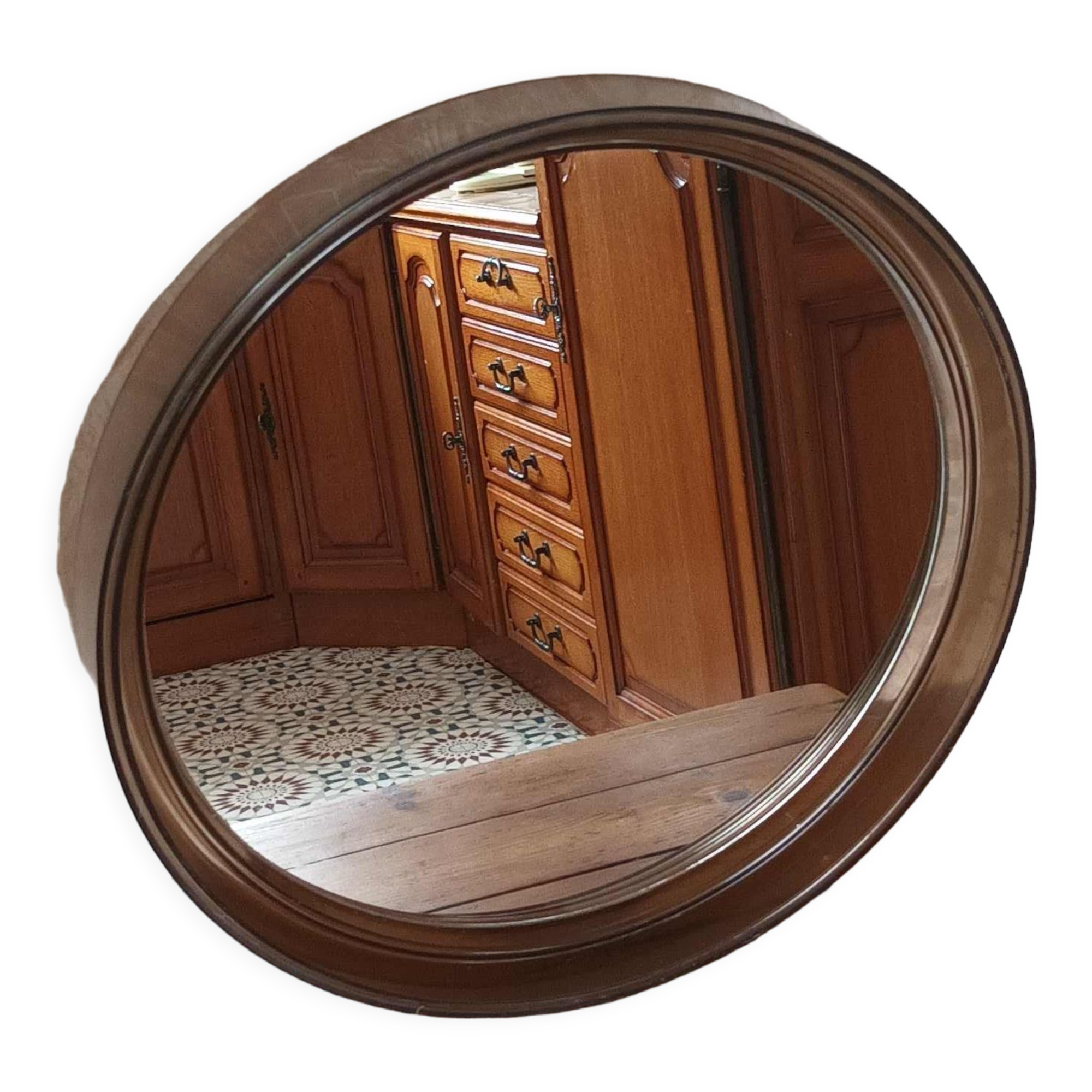 Round mirror syla 40 cm vintage old smoked plexiglass