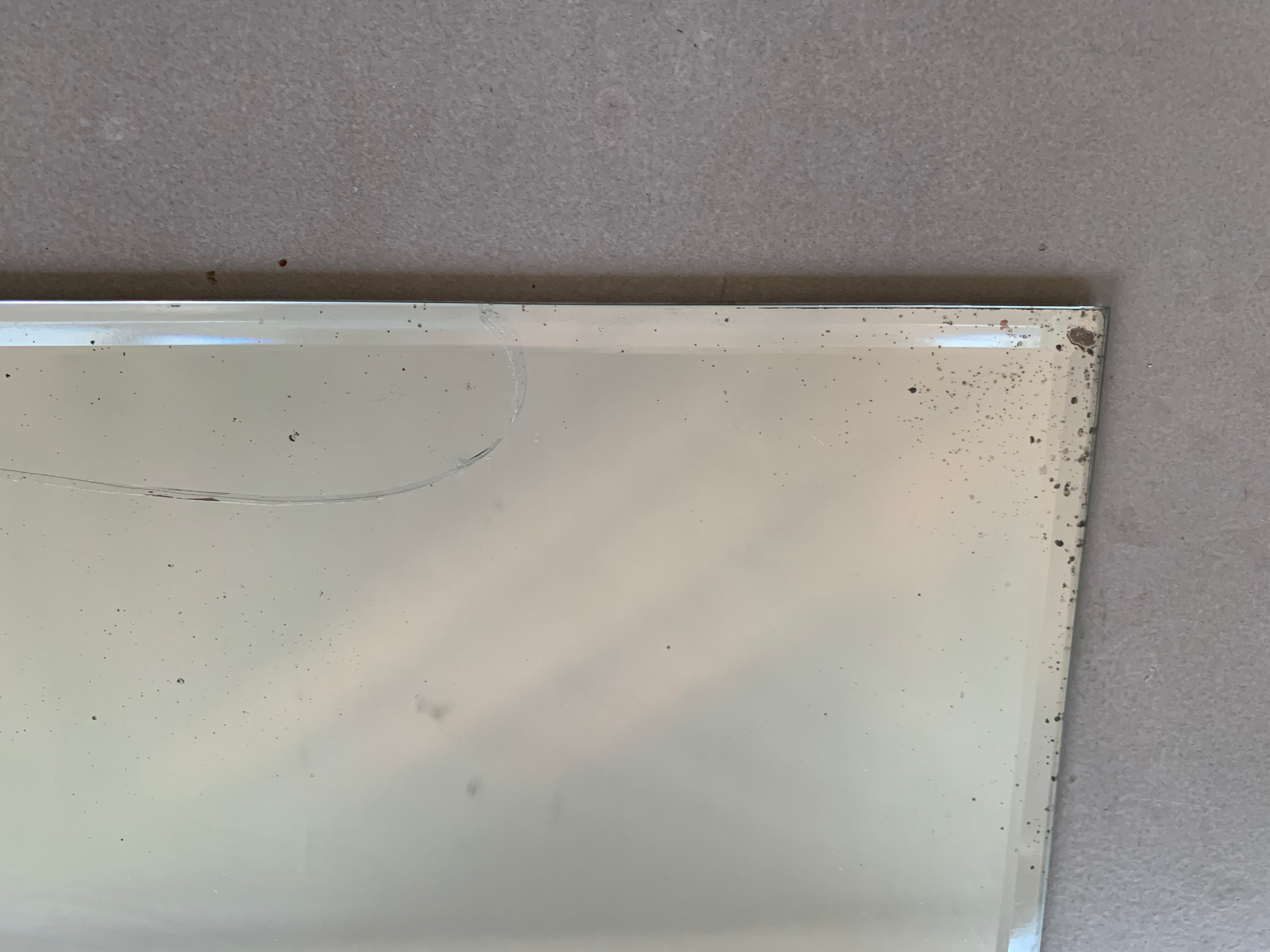 Antique beveled stitched mirror 38x54cm