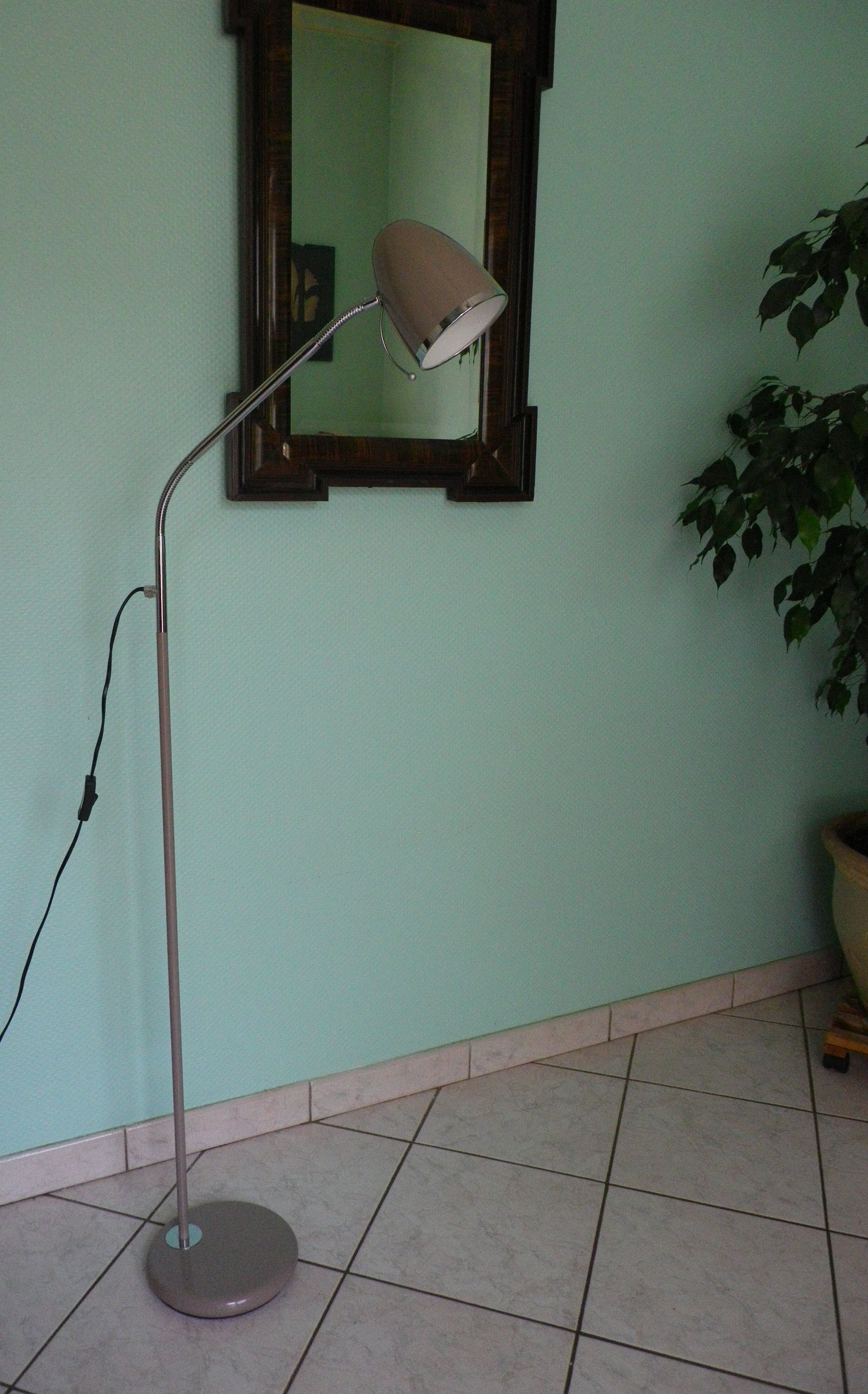 FLOOR lamp design COREP, lacquered steel taupe color, reclining