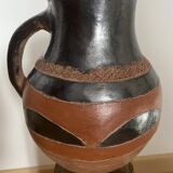 Terracotta vase with handle, partly glazed