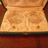 Duo of Saleron in crystal with their serving spoons, in original box - 50s -