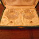 Duo de saleron en cristal avec leurs cuillères de service 1950