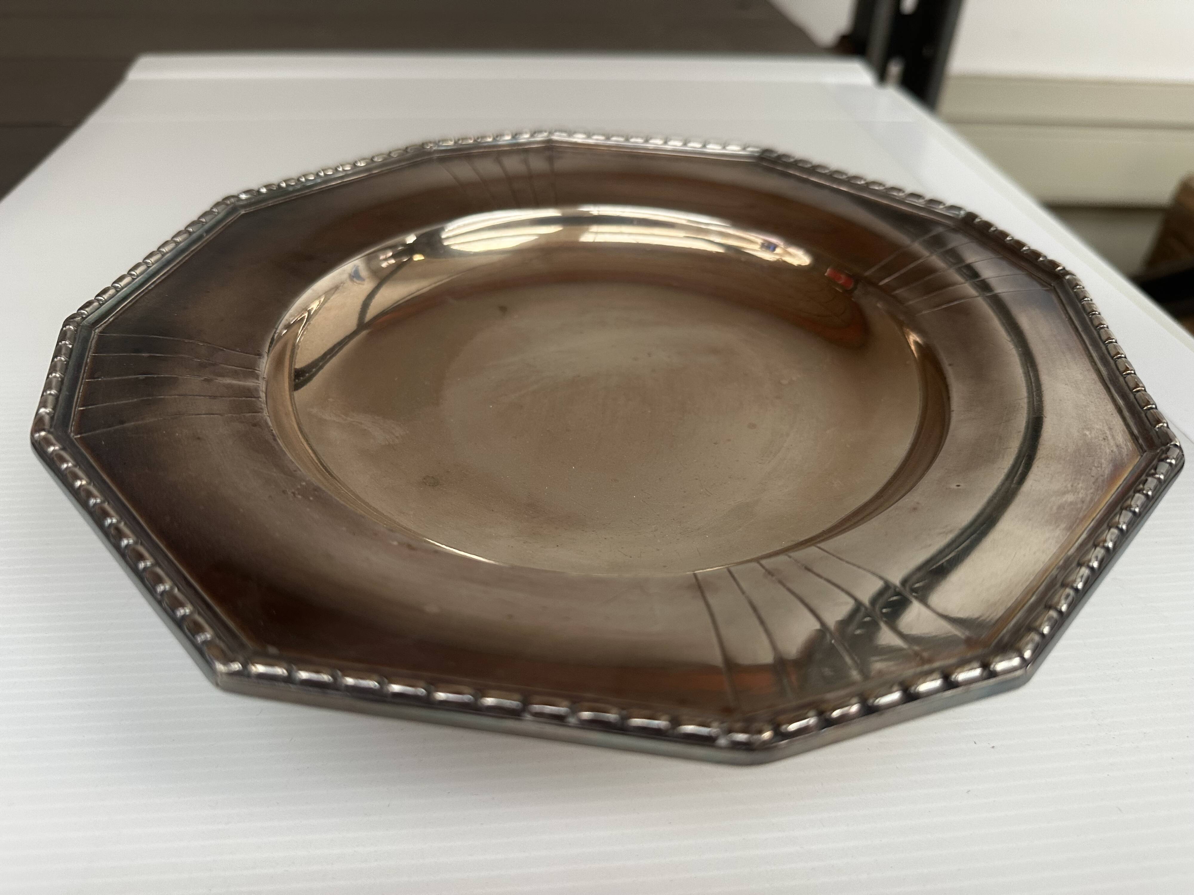 Art Deco Silver Metal Centerpiece - Octagonal Shape