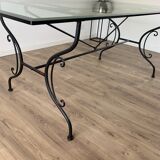 Glass and wrought iron table