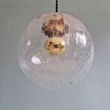 Vintage transparent cracked glass pendant, 1970s.