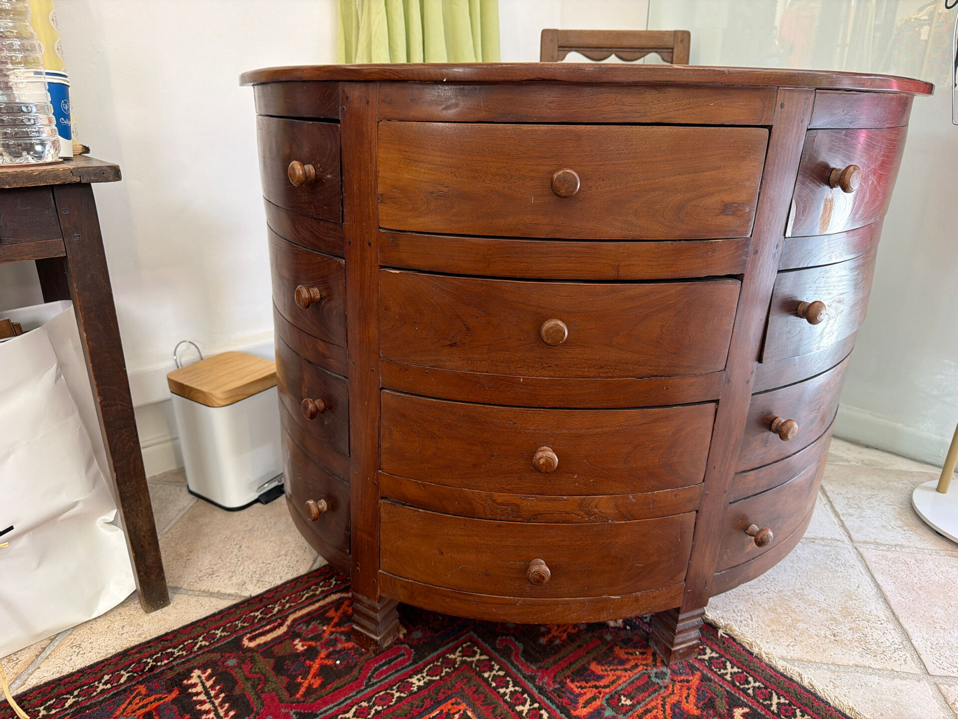 Art Deco work cabinet with 12 drawers in solid wood