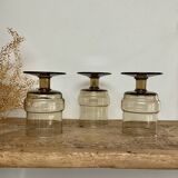 3 “Willem Heesen” smoked glass glasses