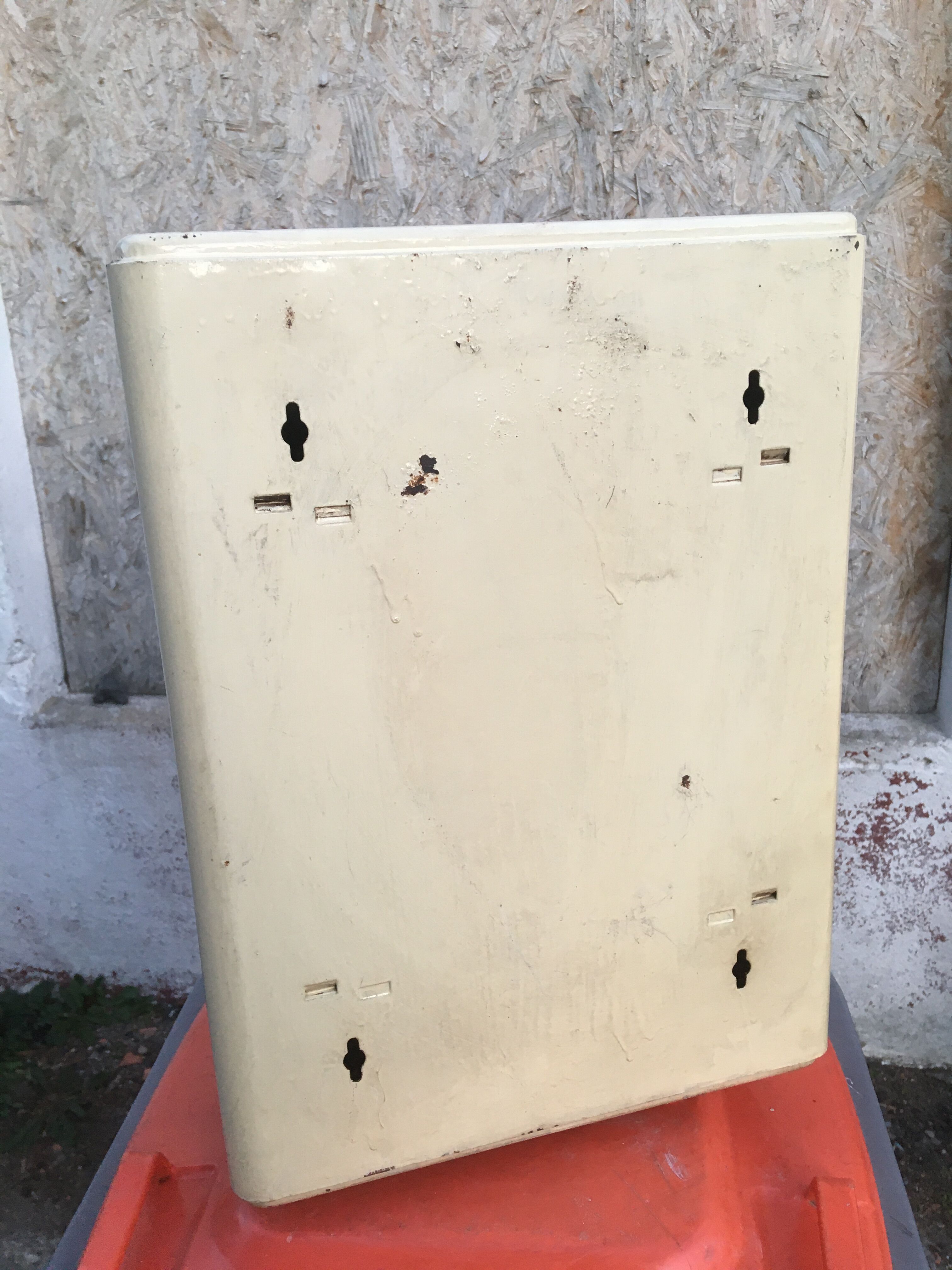 Vintage metal medicine cabinet wall closet in its juice