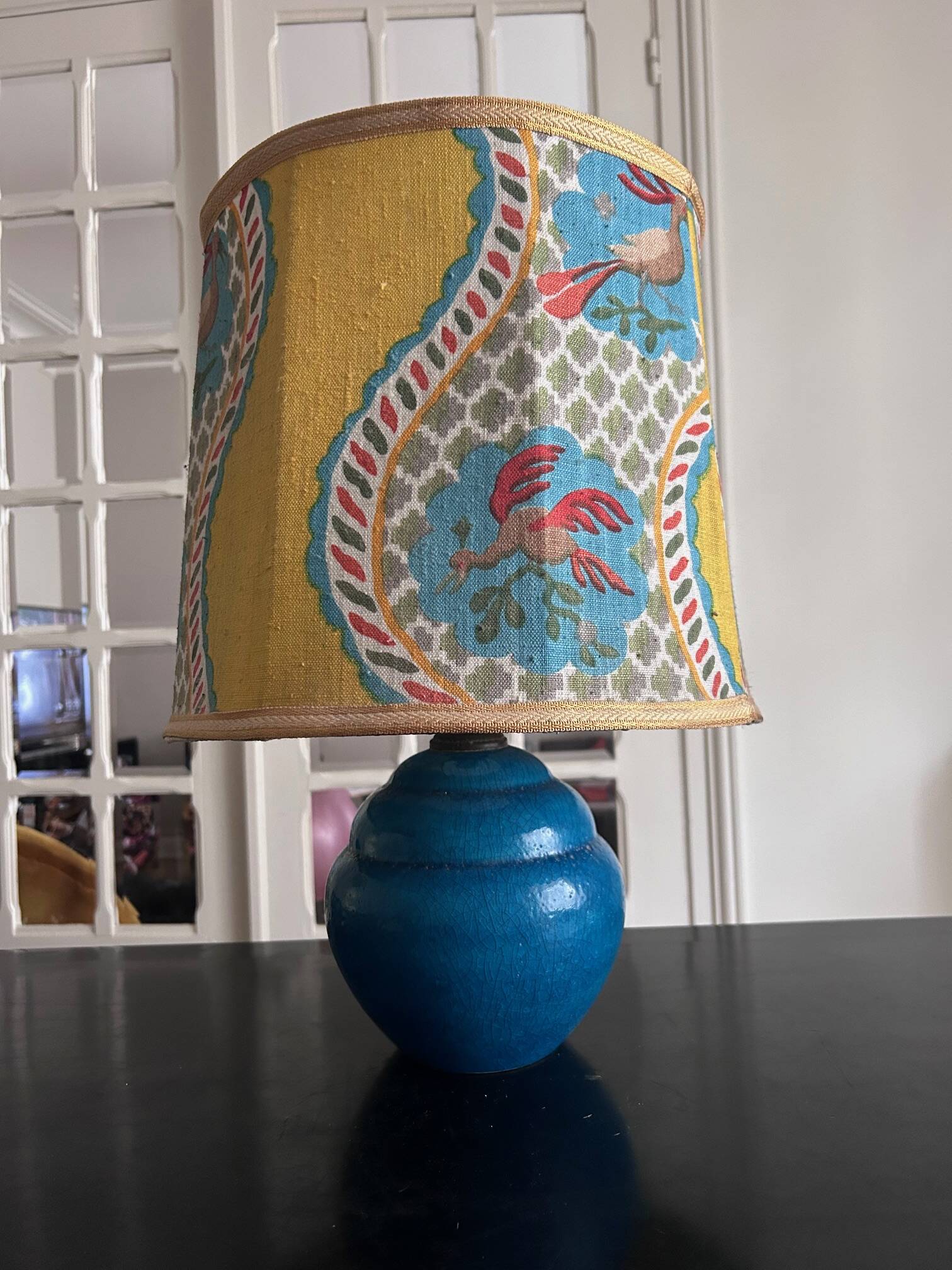 blue ceramic lamp 1970