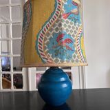 lampe en céramique bleue 1970
