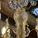 Bronze and cut crystal chandelier with 6 lights, early 20th century work.