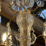 Bronze and cut crystal chandelier with 6 lights, early 20th century work.