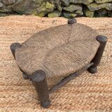 Wooden and straw stool