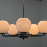 Art deco nickel-plated chandelier, 1930