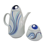 coffee maker and sugar porcelain blue décor design Bareuther 70s
