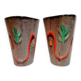 Pair of corn-shaped vases Poet-Laval Height 20 cm model V81