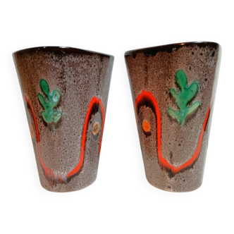 Pair of corn-shaped vases Poet-Laval Height 20 cm model V81