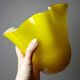 Fazzoletto vase in blown Italian glass, yellow opaline lined, Murano 1960-70.