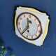 Vintage formica clock square silent wall clock "FFR yellow green"