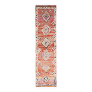 85x362Cm Tapis de couloir ancien, couleurs délavées et style bohème