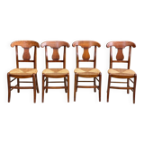 4 Landes chairs with solid wood and straw crosses