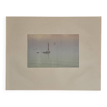 Lithographie par Henri Rivière Le Beau Pays de Bretagne - Brume en mer