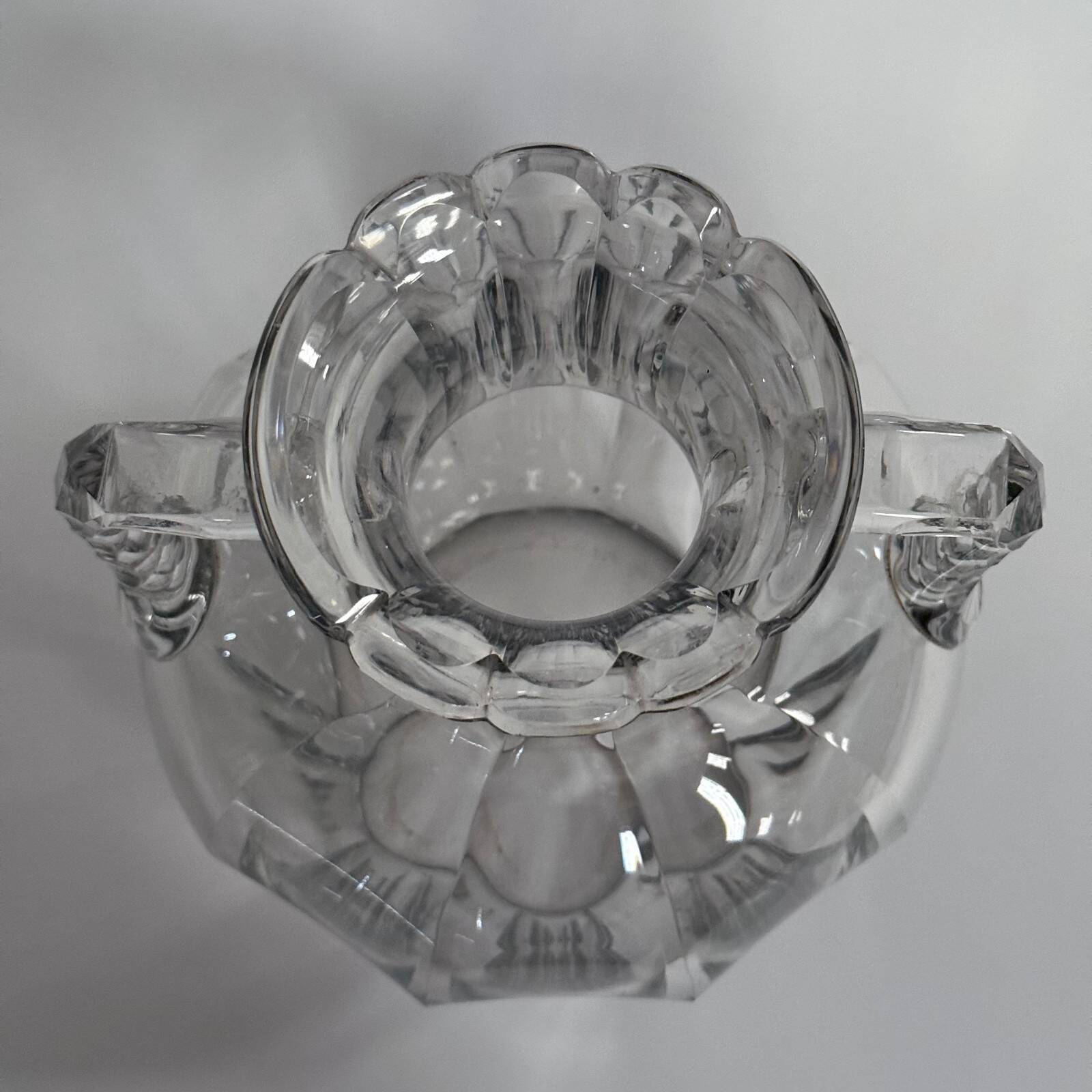 Baccarat crystal vase with handles, 19th century, cut sides