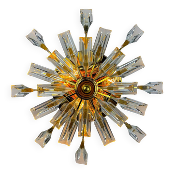 Sun-shaped ceiling or wall light by Oscar Torlasco for StilKronen, Italy, 1970s