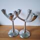 Vintage aluminium candlestick duo