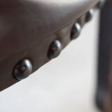 19th century beechwood, metal, and leather throne