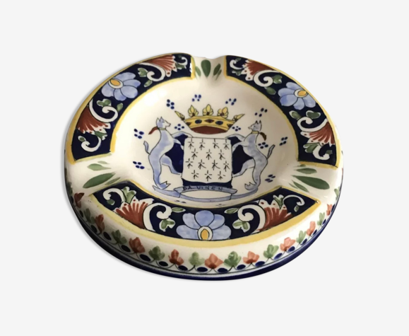 Cendrier en céramique peinte blason armoirie saint malo 14,5 cm