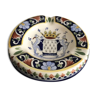 Ceramic ashtray painted coat of arms saint malo 14.5 cm