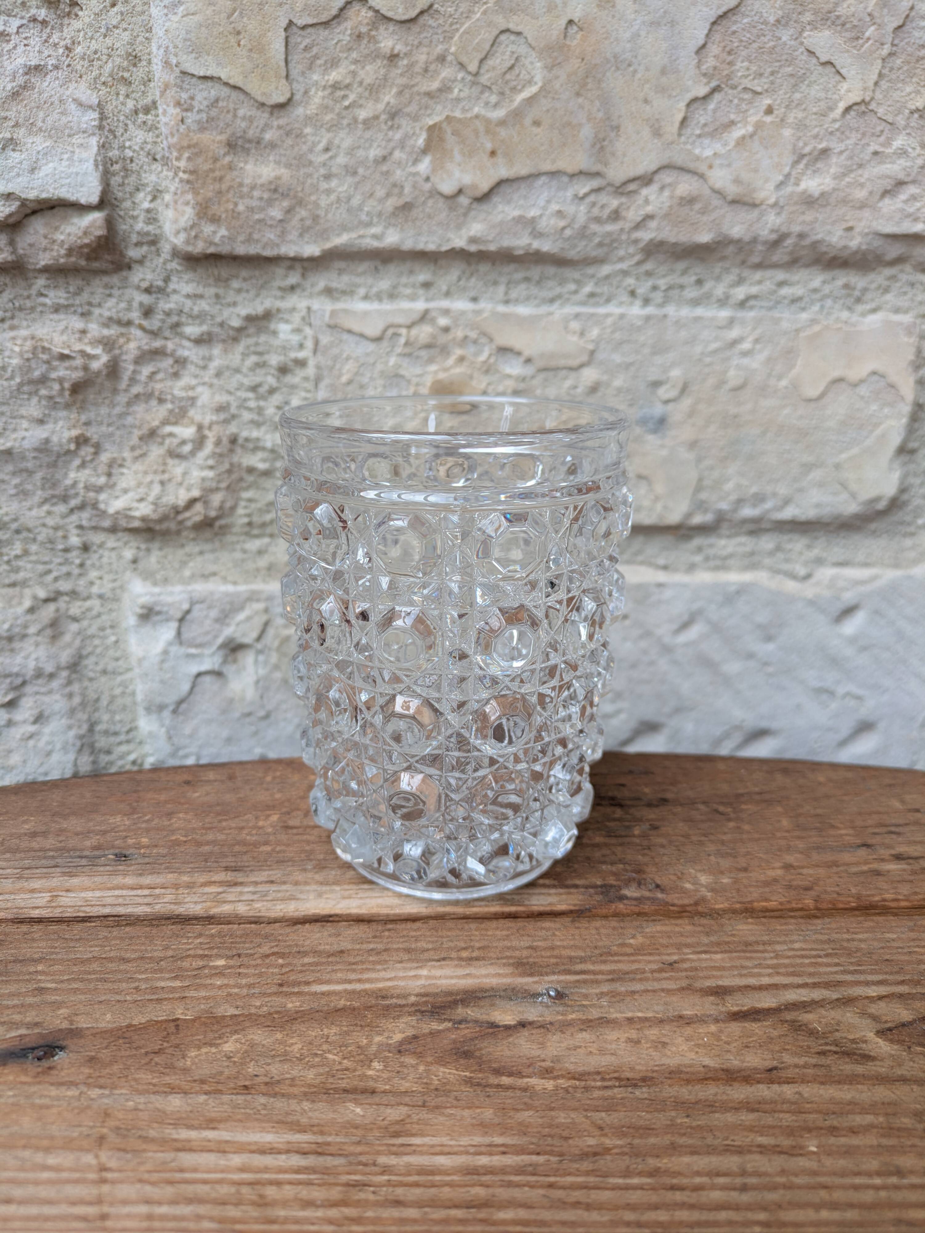 Antique crystal glass goblet signed Baccarat model Diamonds Pierreries H