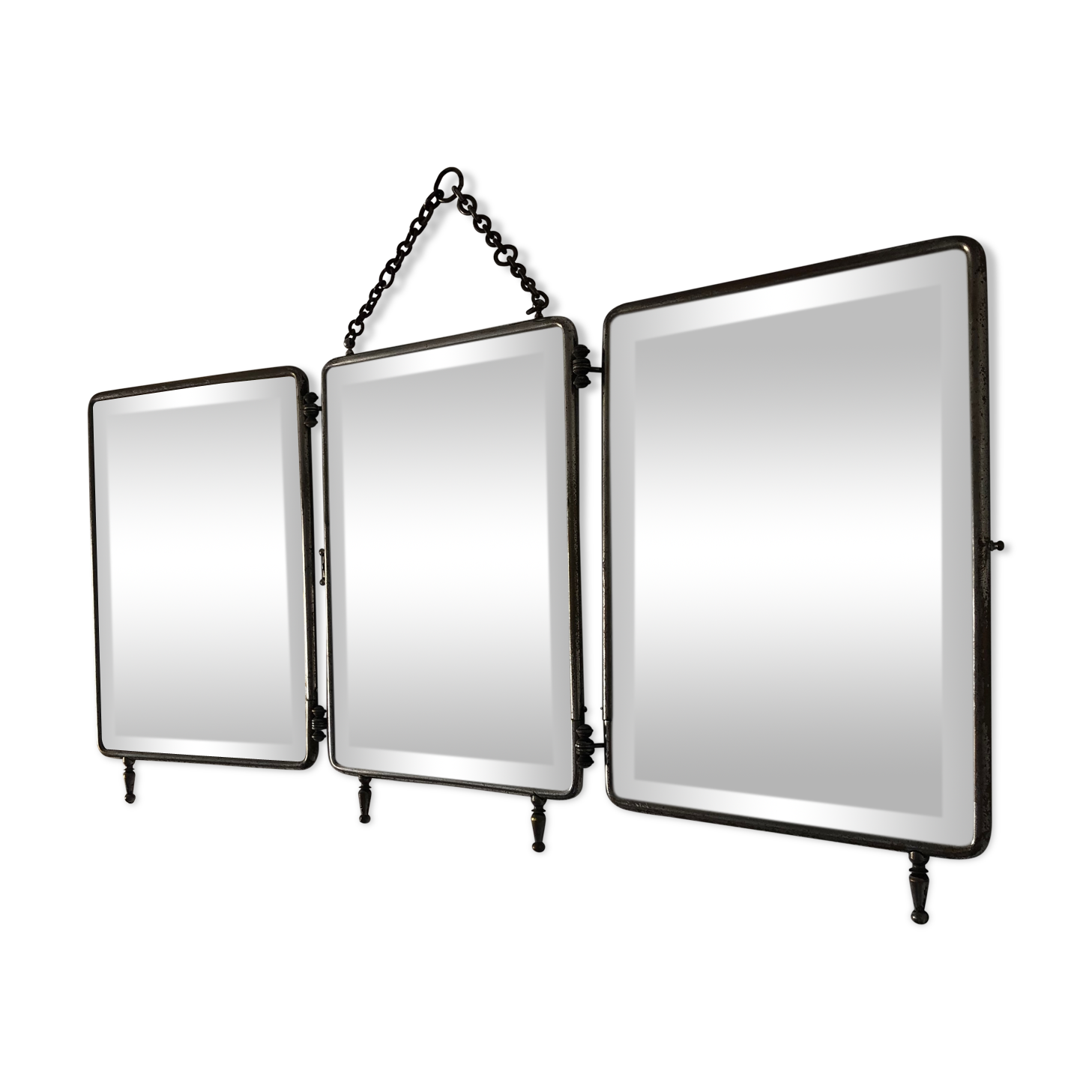 Triptych mirror barber-fir tree 27x58 vintage 1930