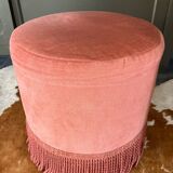 Pink velvet pouf
