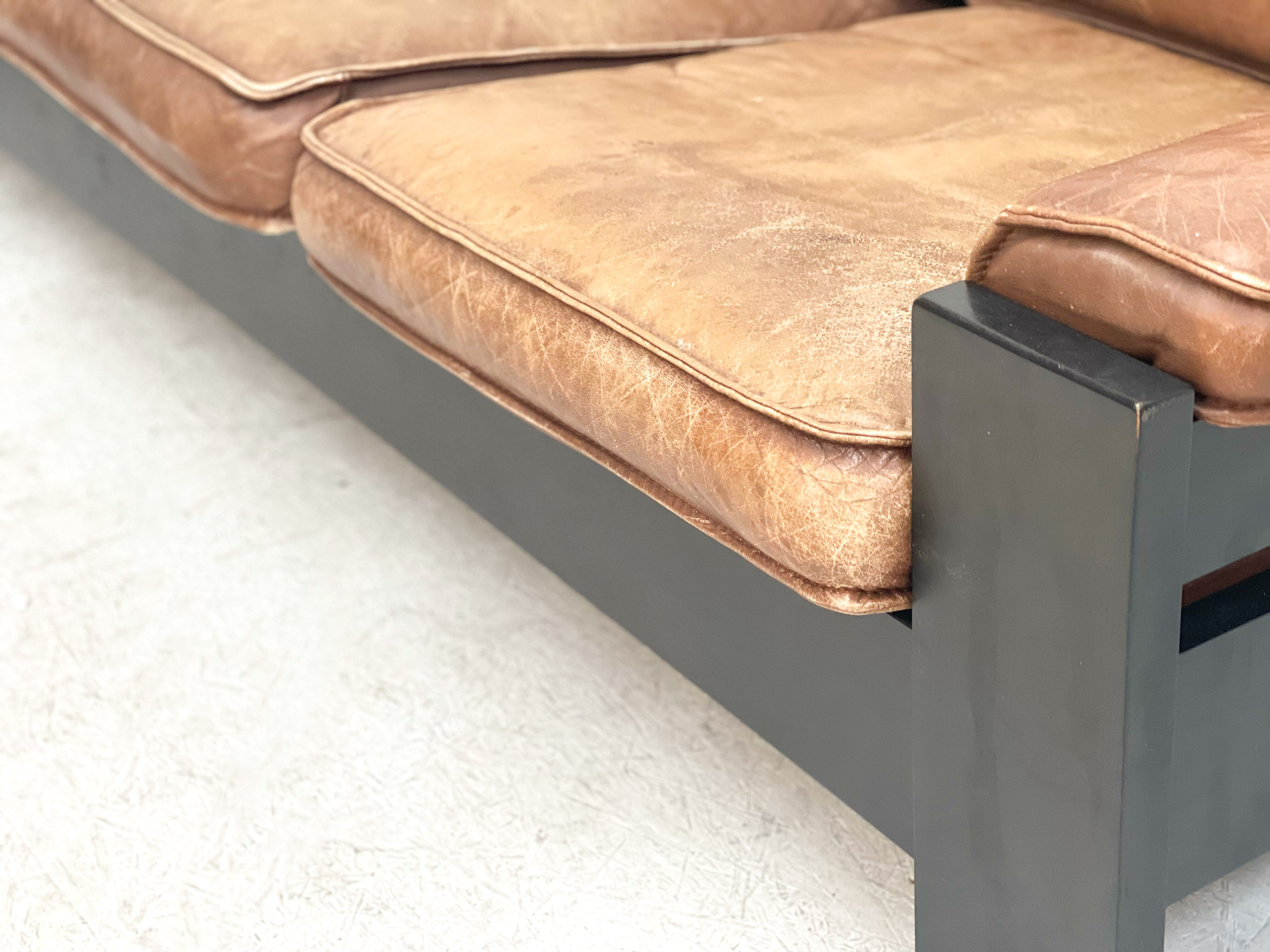 Brown leather sofa set Leolux
