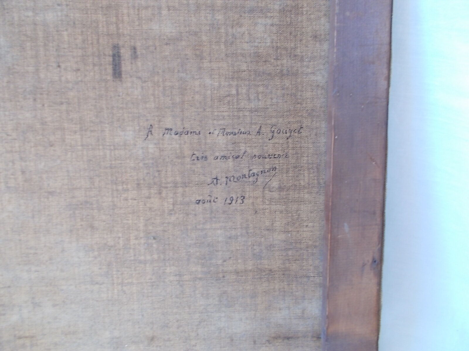 Painting oil on ancient canvas from 1913 "lady on a swing"