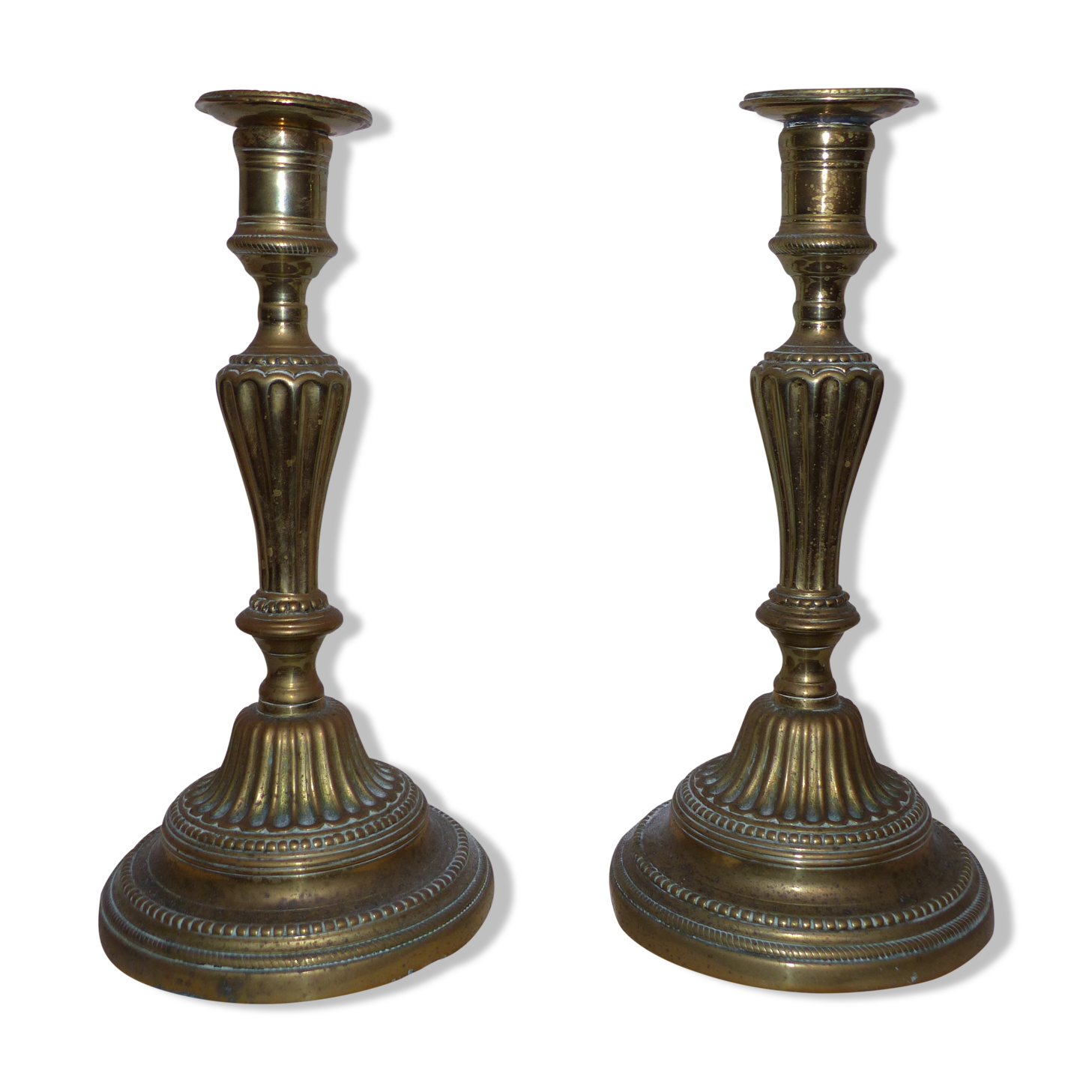 Copper candlestick pair