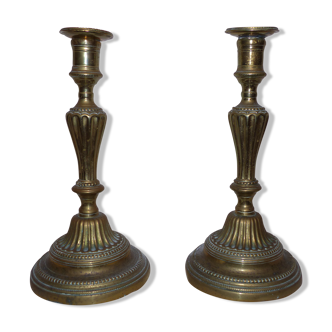 Copper candlestick pair