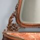 Antique console in mahogany, velvet and glass, Italy, 19th century.
