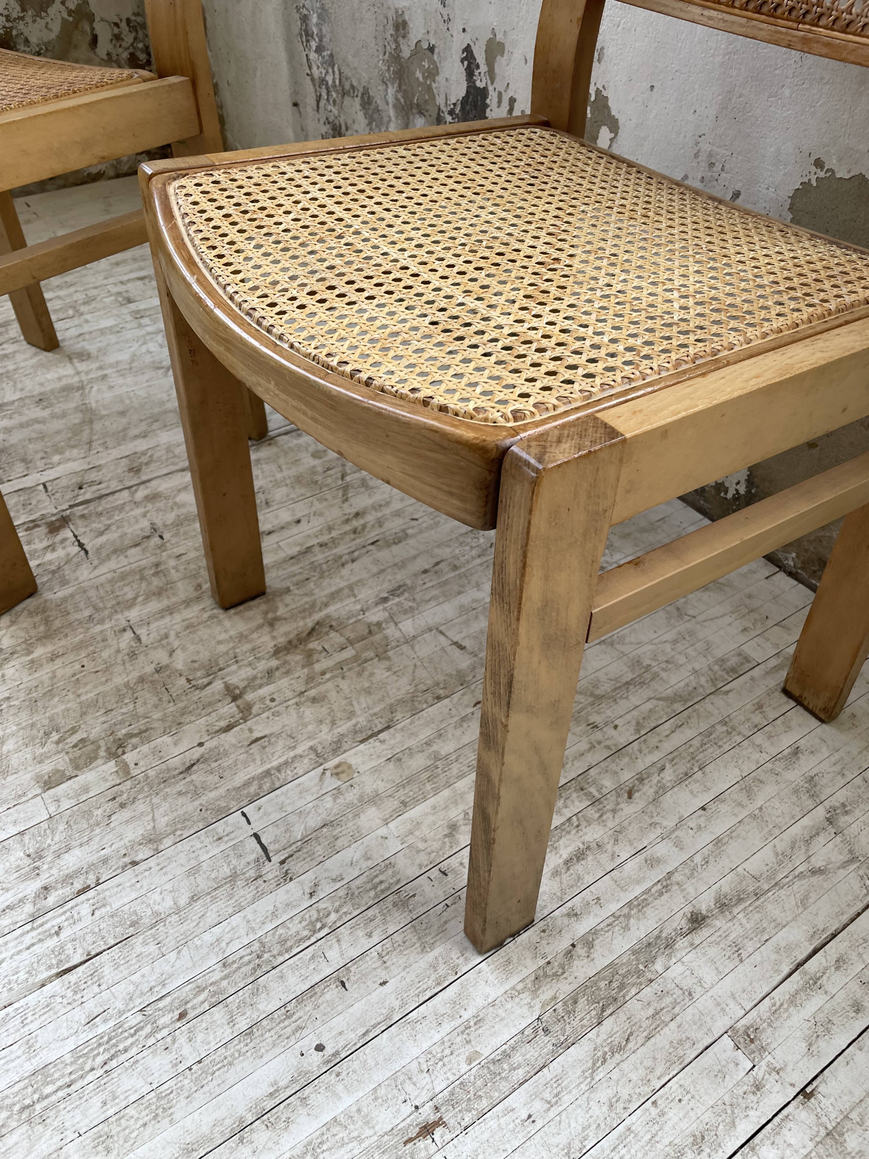 Pair of Baumann chairs beech and cannage