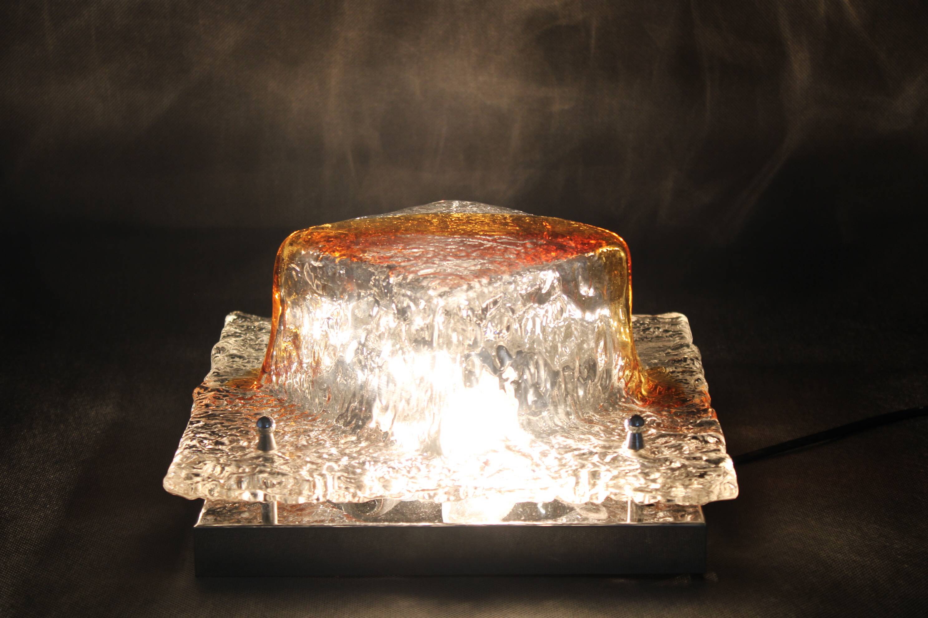 1970s Flush-Mount Light with Murano Glass , Italy