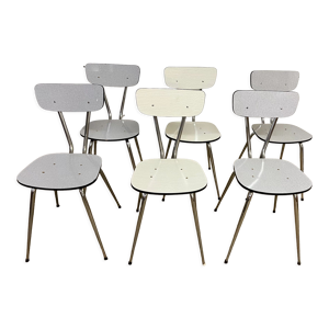 Lot de 6 chaises en Formica - gris blanc