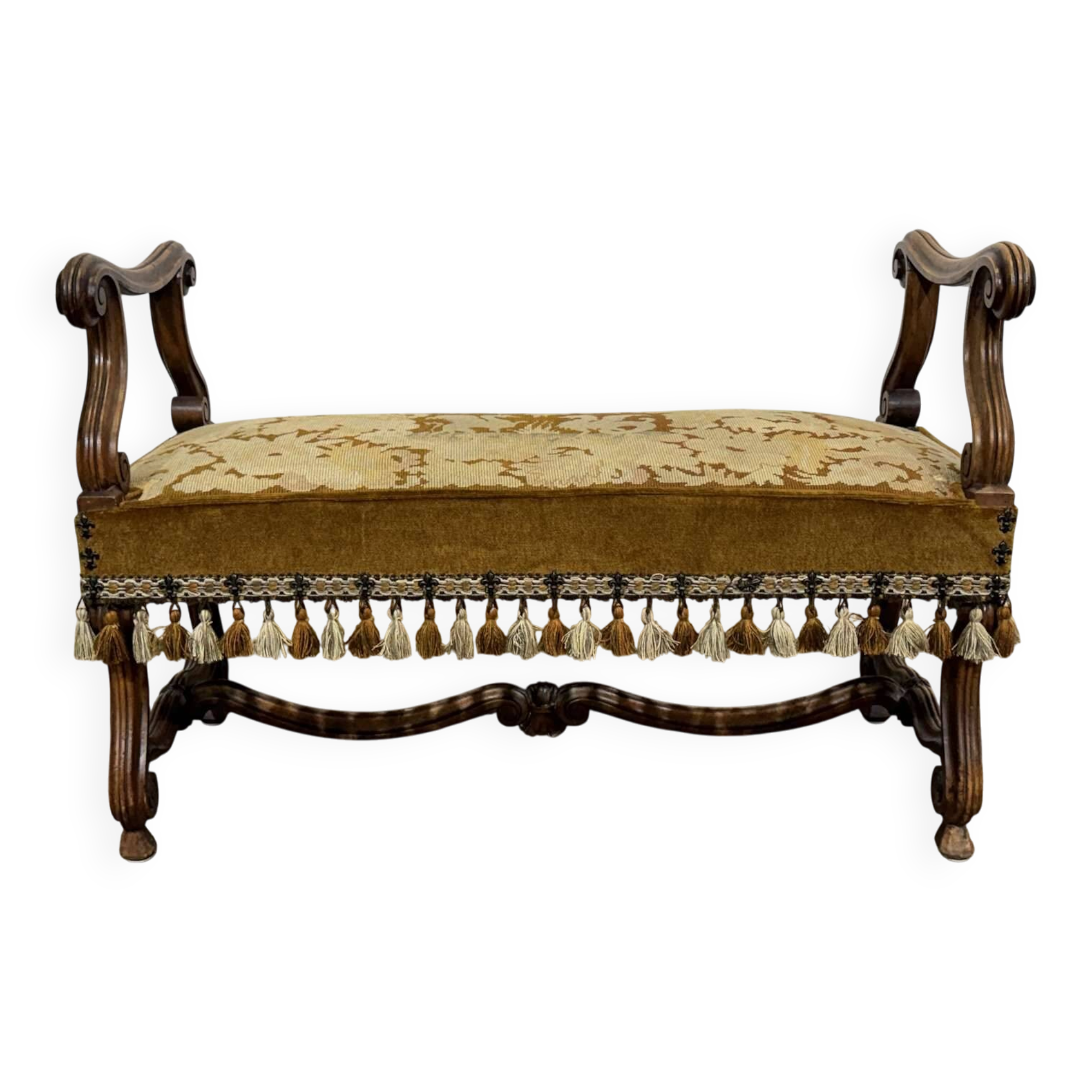 Banquette de fenêtre en noyer début XXème