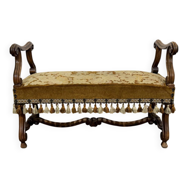 Banquette de fenêtre en noyer début XXème